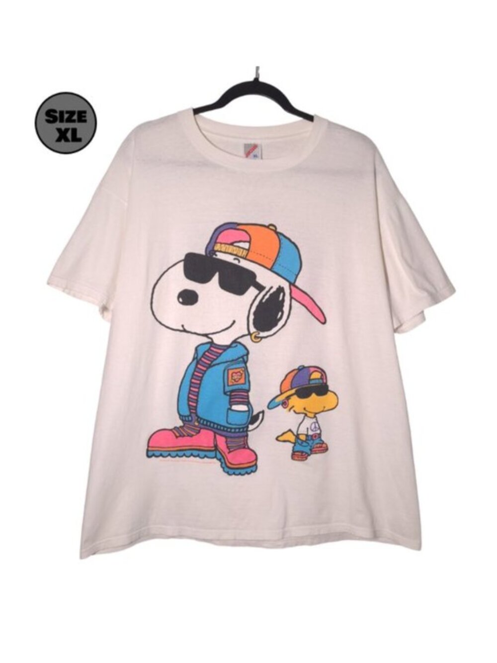 VINTAGE Hip Hop Snoopy & Woodstock USED Shirt (DISTRESSED, XL, Peanuts)